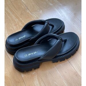 Nasty Gal Black Platform Sandals with Chunky Sole